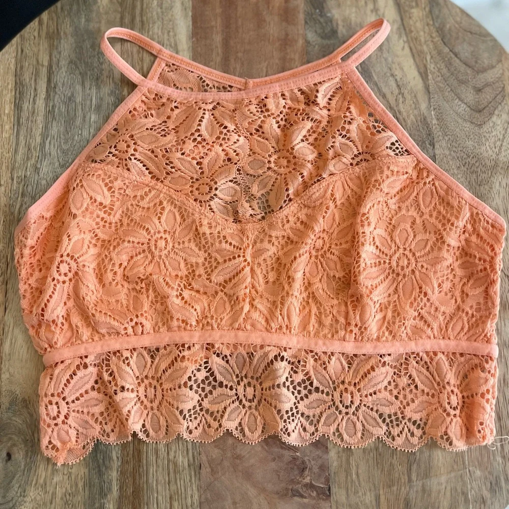 Zenana Peach/Orange Lace Bralette NWOT Medium - Picture 4 of 8